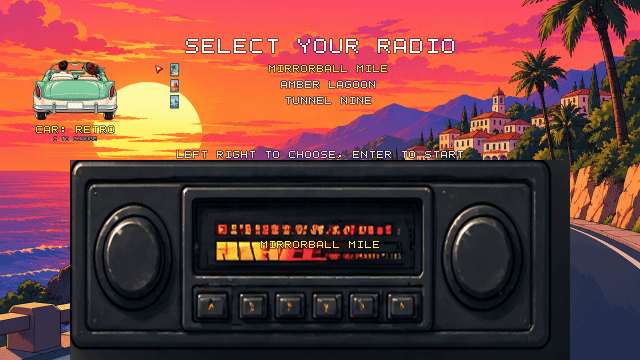 Scrolling through the cars and songs on the radio screen